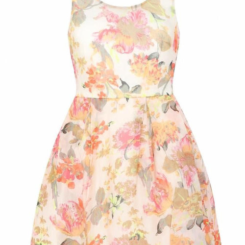 Apricot Womens Pink Floral Polyester Skater Dress Size XS Round Neck Zip