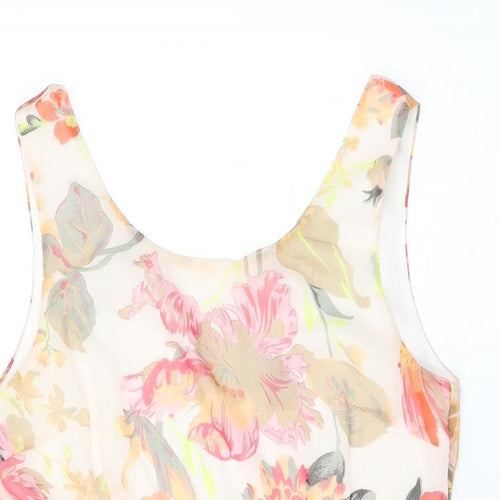 Apricot Womens Pink Floral Polyester Skater Dress Size XS Round Neck Zip