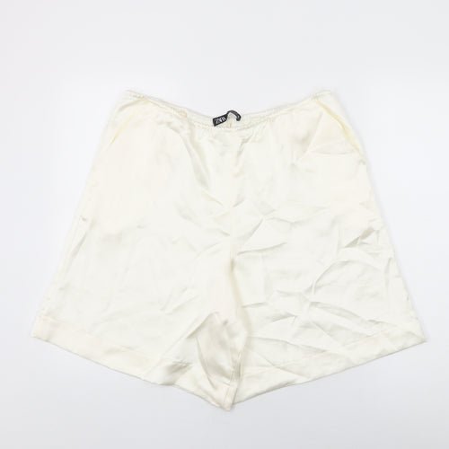 Zara Womens Ivory Polyester Bermuda Shorts Size XL L9.5 in Regular Pull On