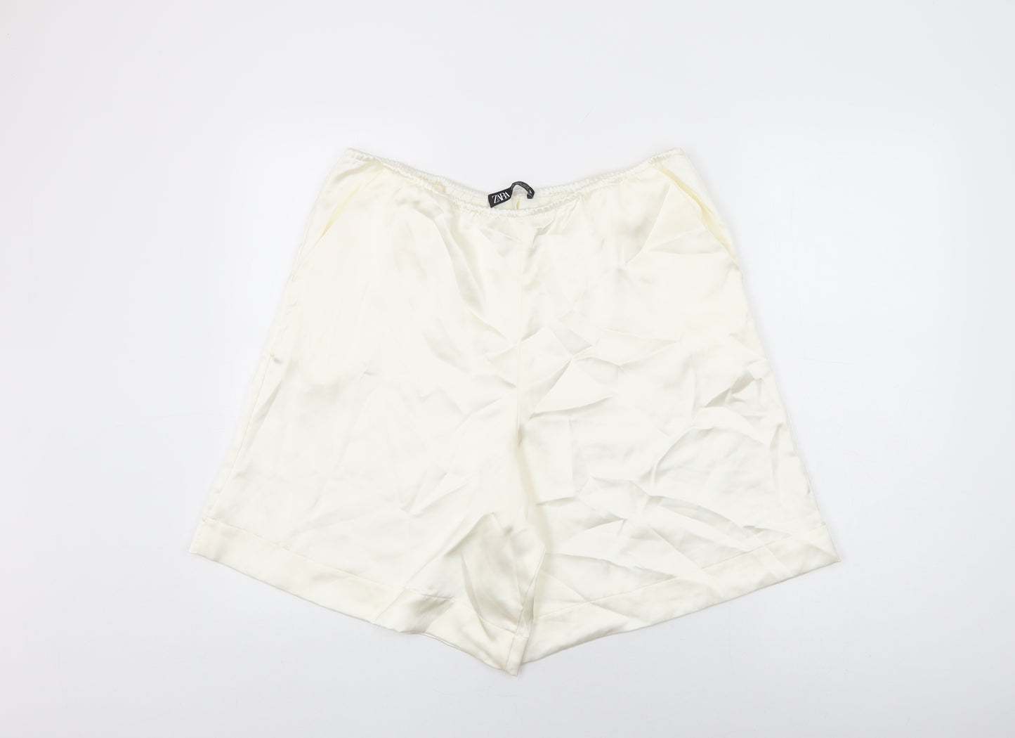 Zara Womens Ivory Polyester Bermuda Shorts Size XL L9.5 in Regular Pull On