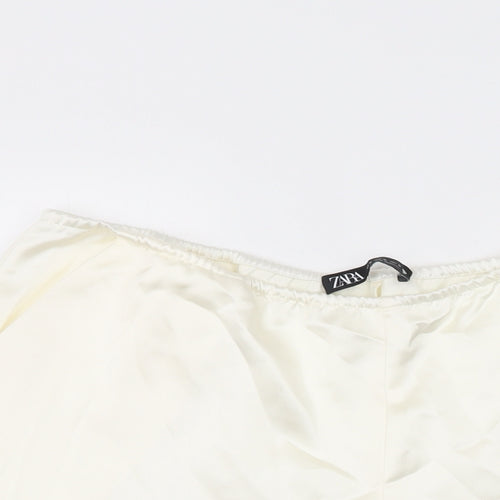 Zara Womens Ivory Polyester Bermuda Shorts Size XL L9.5 in Regular Pull On