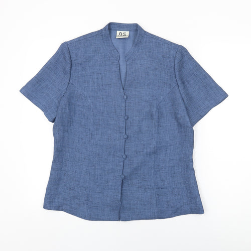 Eastex Womens Blue Polyester Basic Button-Up Size 12 V-Neck