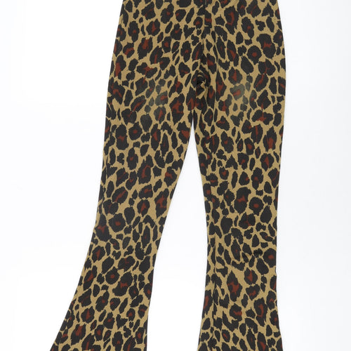 Daisy Street Womens Brown Animal Print Polyester Trousers Size 6 L31.5 in Regular