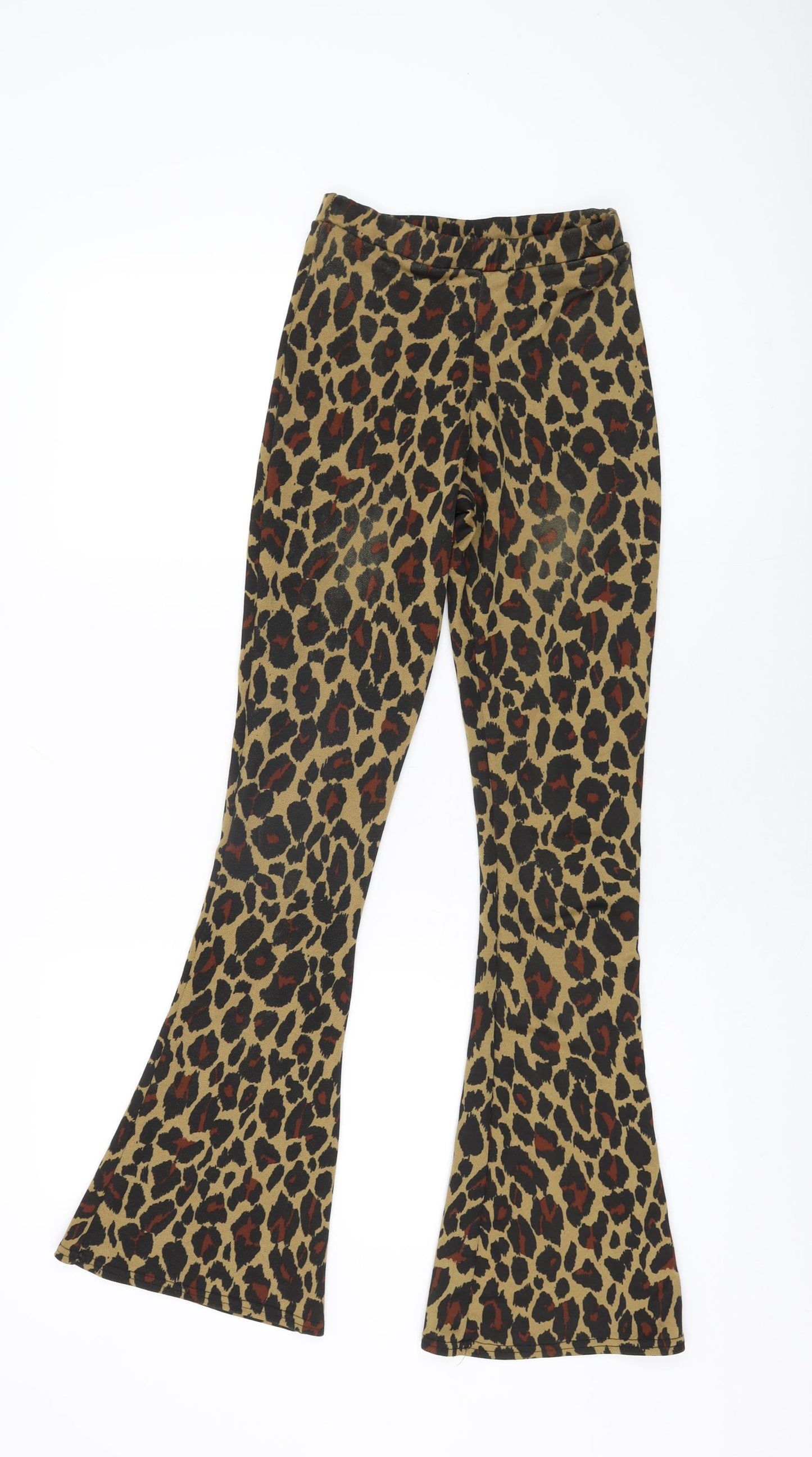 Daisy Street Womens Brown Animal Print Polyester Trousers Size 6 L31.5 in Regular