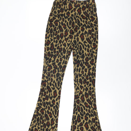 Daisy Street Womens Brown Animal Print Polyester Trousers Size 6 L31.5 in Regular