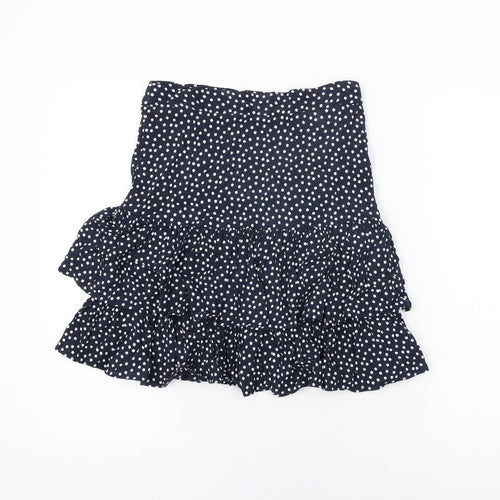 Marks and Spencer Womens Blue Polka Dot Viscose Mini Skirt Size 8 Zip