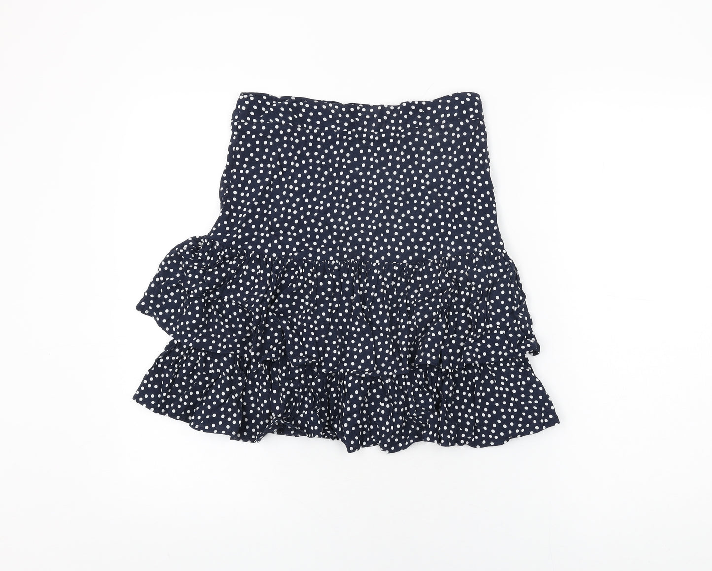 Marks and Spencer Womens Blue Polka Dot Viscose Mini Skirt Size 8 Zip