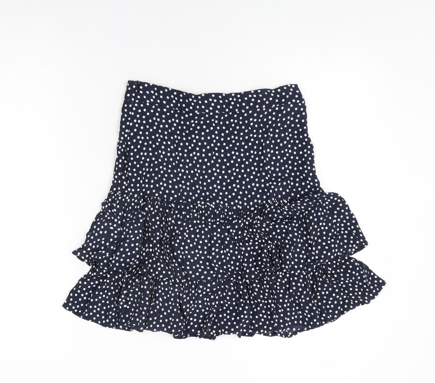 Marks and Spencer Womens Blue Polka Dot Viscose Mini Skirt Size 8 Zip