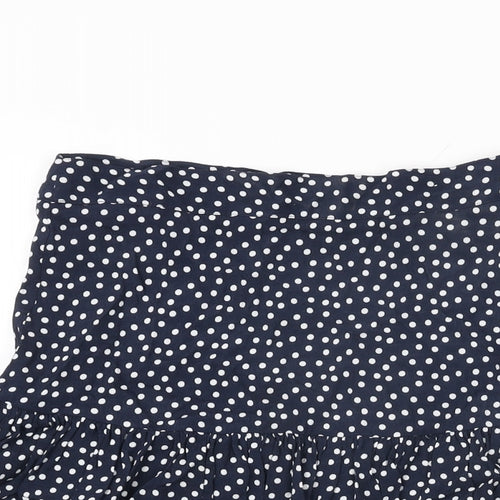 Marks and Spencer Womens Blue Polka Dot Viscose Mini Skirt Size 8 Zip