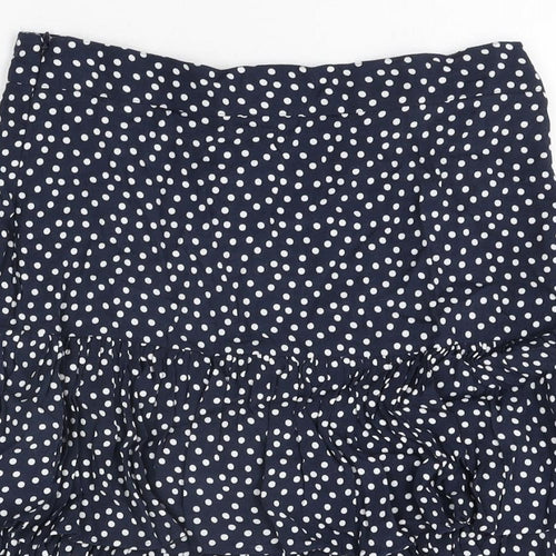 Marks and Spencer Womens Blue Polka Dot Viscose Mini Skirt Size 8 Zip