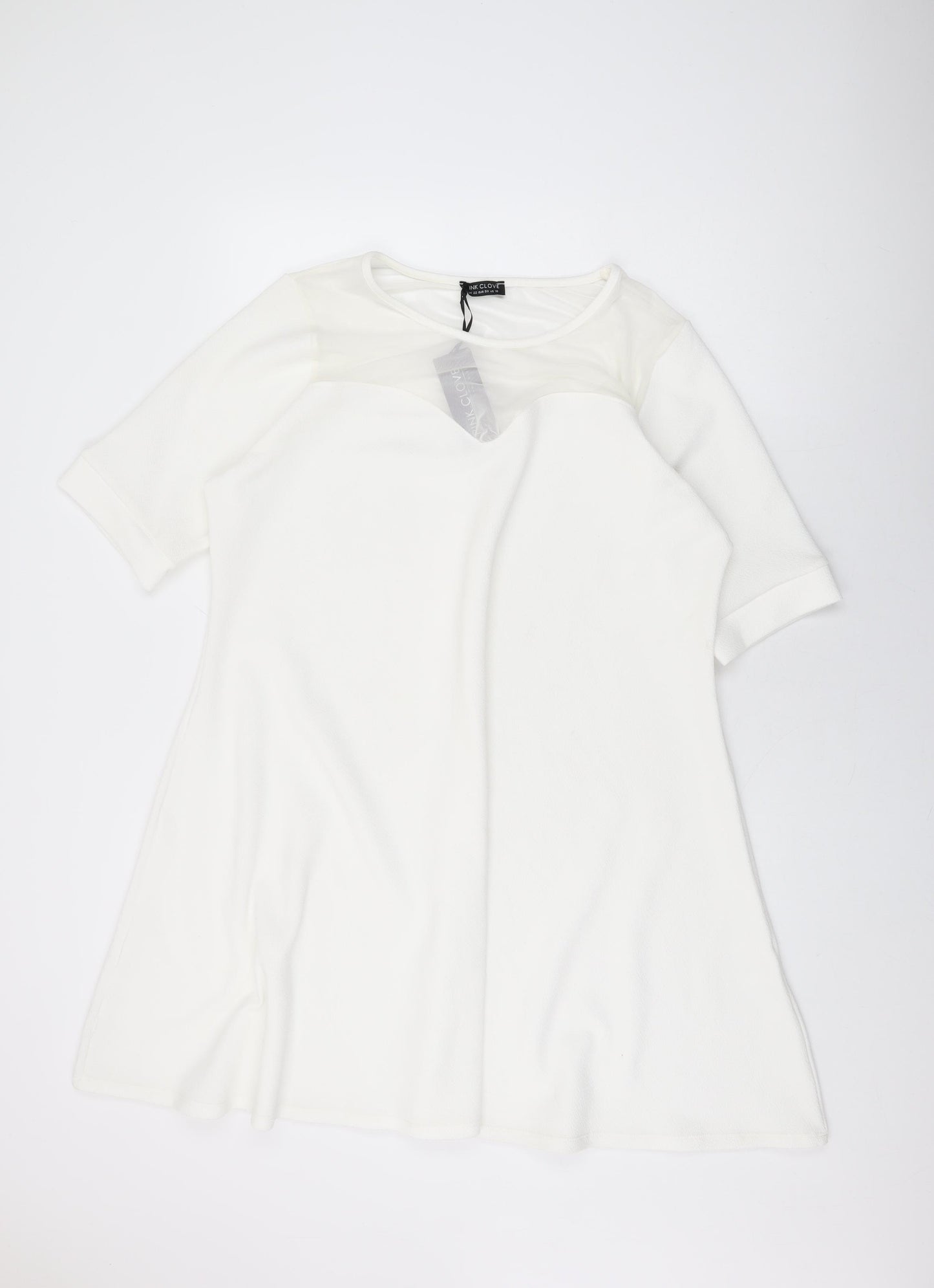 Pink Clove Womens White Polyester Shift Size 22 Round Neck Pullover