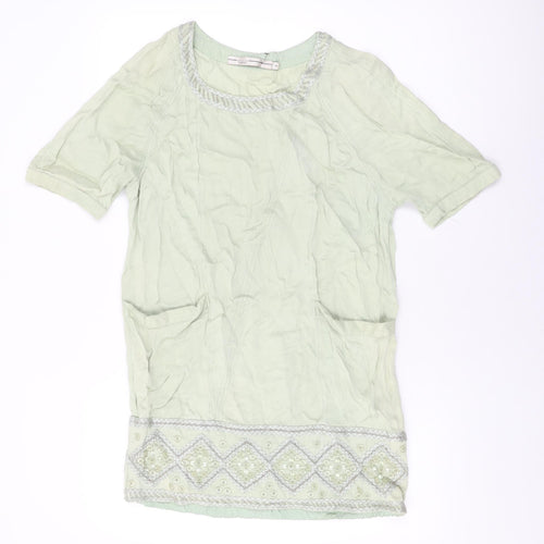 Blank Womens Green Silk Shift Size S Round Neck Pullover