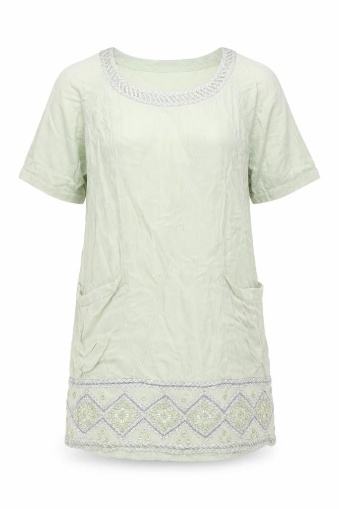 Blank Womens Green Silk Shift Size S Round Neck Pullover