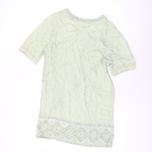 Blank Womens Green Silk Shift Size S Round Neck Pullover