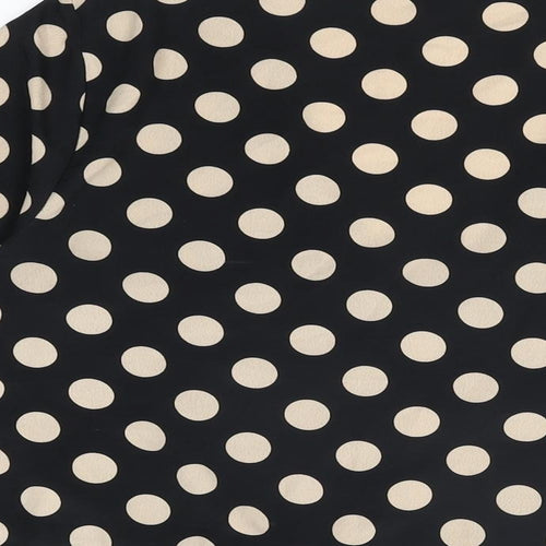Brave Soul Womens Black Polka Dot Polyester Basic Button-Up Size M V-Neck