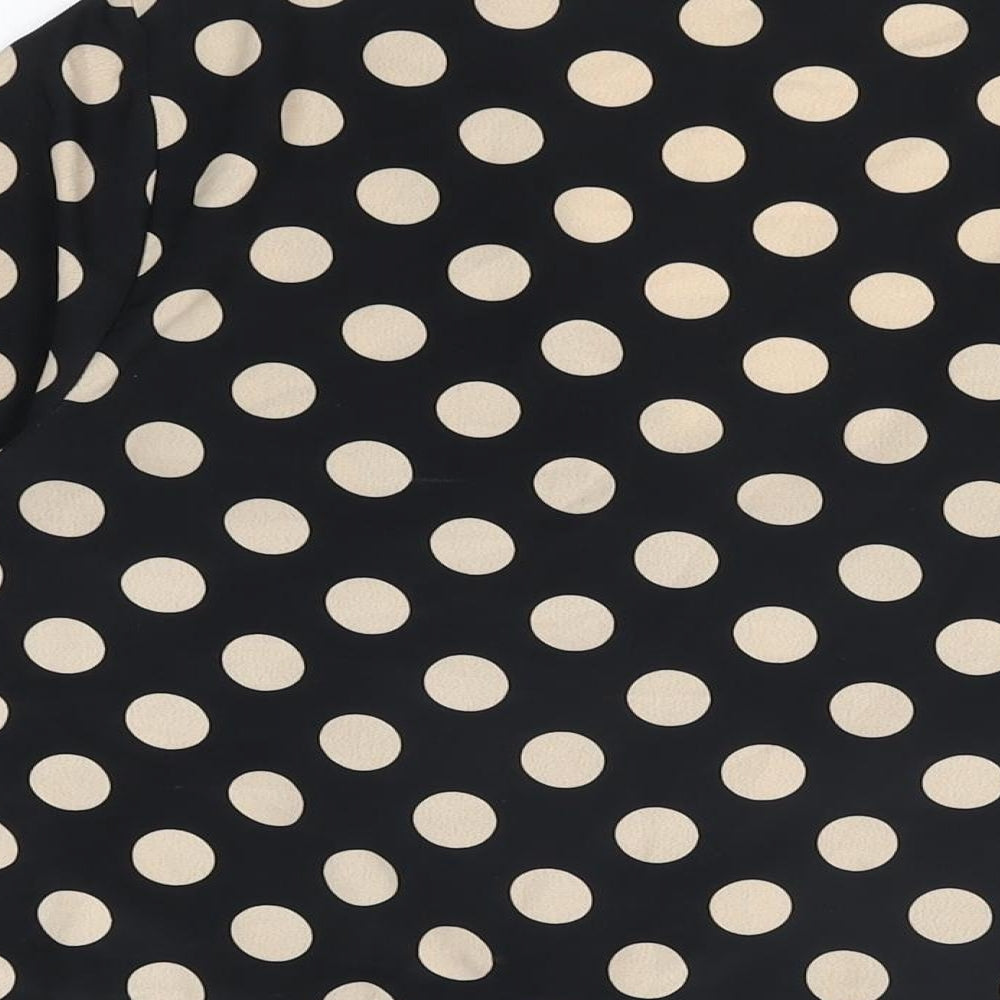 Brave Soul Womens Black Polka Dot Polyester Basic Button-Up Size M V-Neck