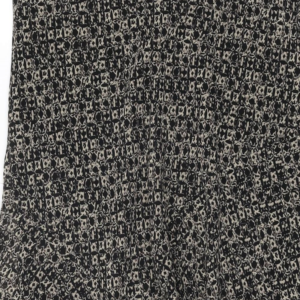 Marks and Spencer Womens Black Geometric Polyester Swing Skirt Size 14