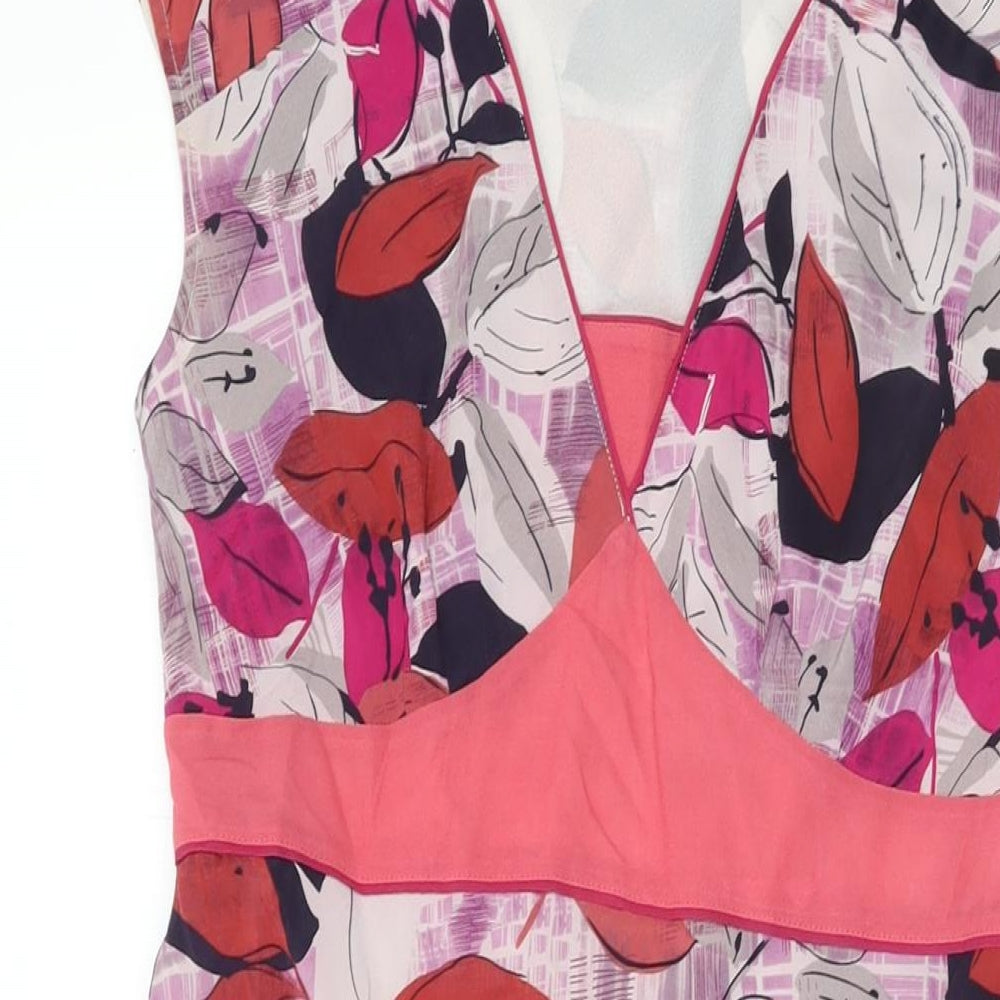 Monsoon Womens Multicoloured Floral Polyester A-Line Size 12 V-Neck Zip