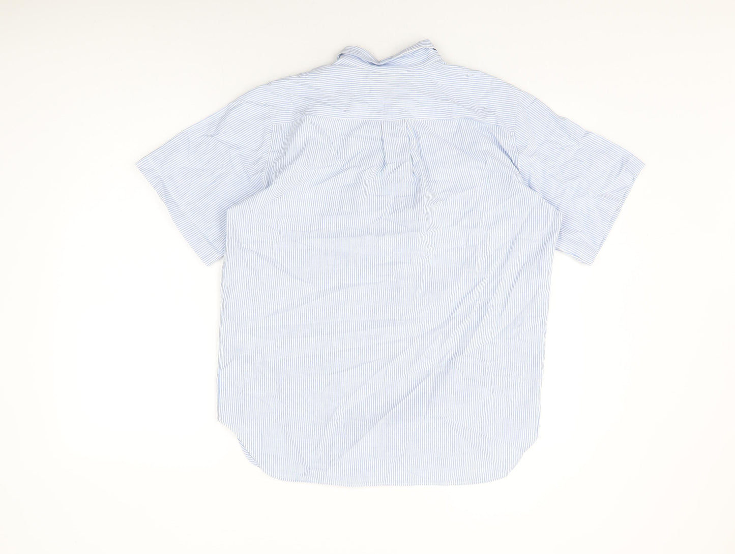 Colourways Womens Blue Striped Cotton Basic Button-Up Size 12 Collared