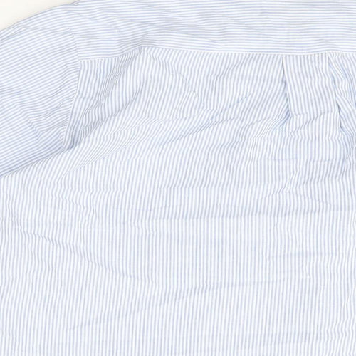 Colourways Womens Blue Striped Cotton Basic Button-Up Size 12 Collared