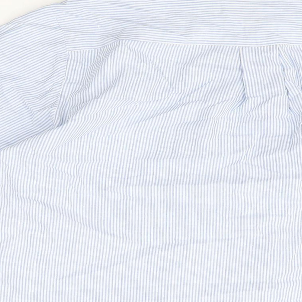 Colourways Womens Blue Striped Cotton Basic Button-Up Size 12 Collared