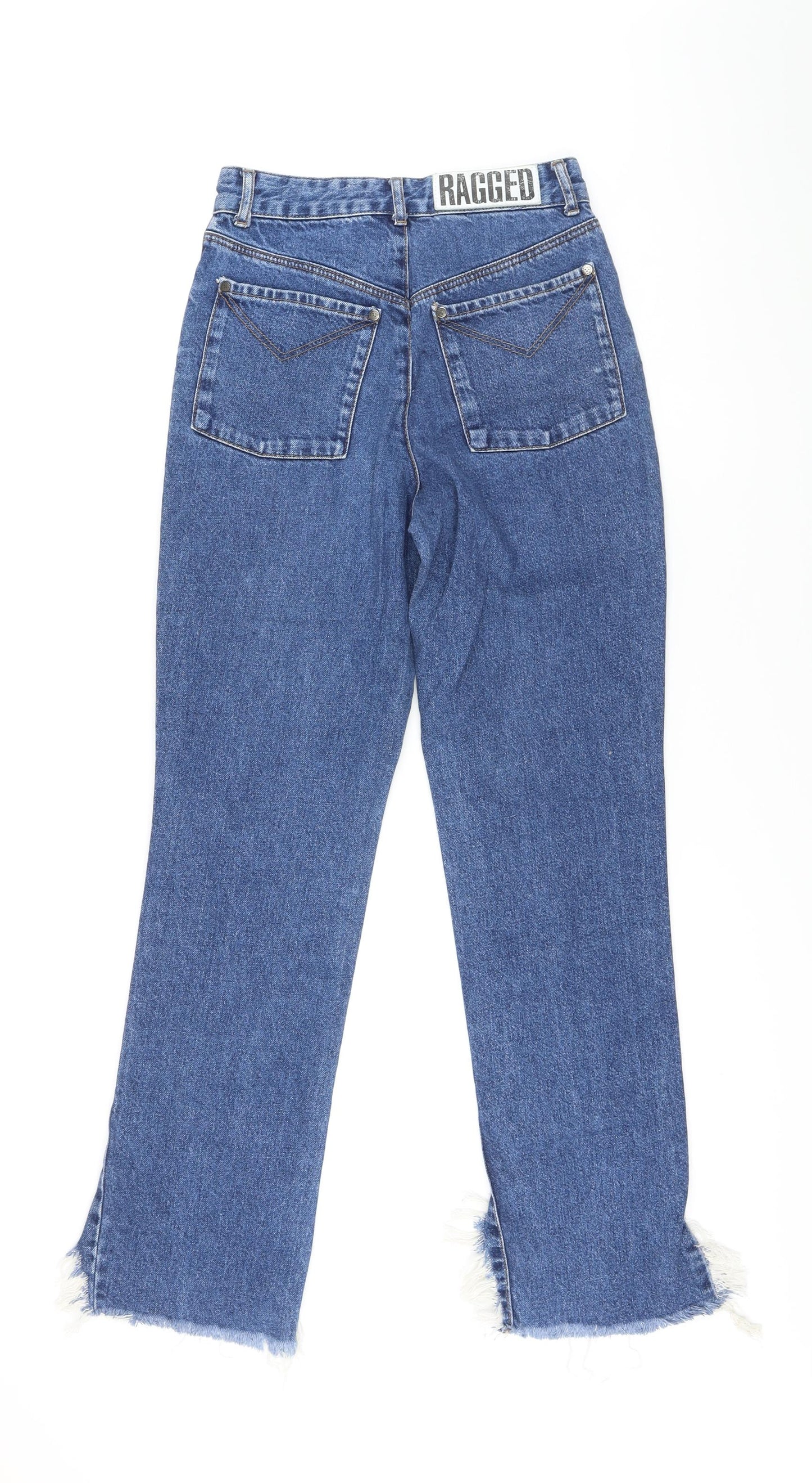 The Ragged Priest Womens Blue Cotton Straight Jeans Size 28 in L31 in Regular Zip - Raw Hem