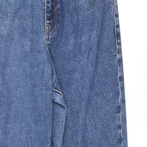 The Ragged Priest Womens Blue Cotton Straight Jeans Size 28 in L31 in Regular Zip - Raw Hem