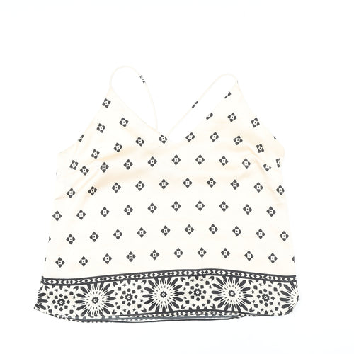 H&M Womens Ivory Polyester Camisole Button-Up Size M V-Neck
