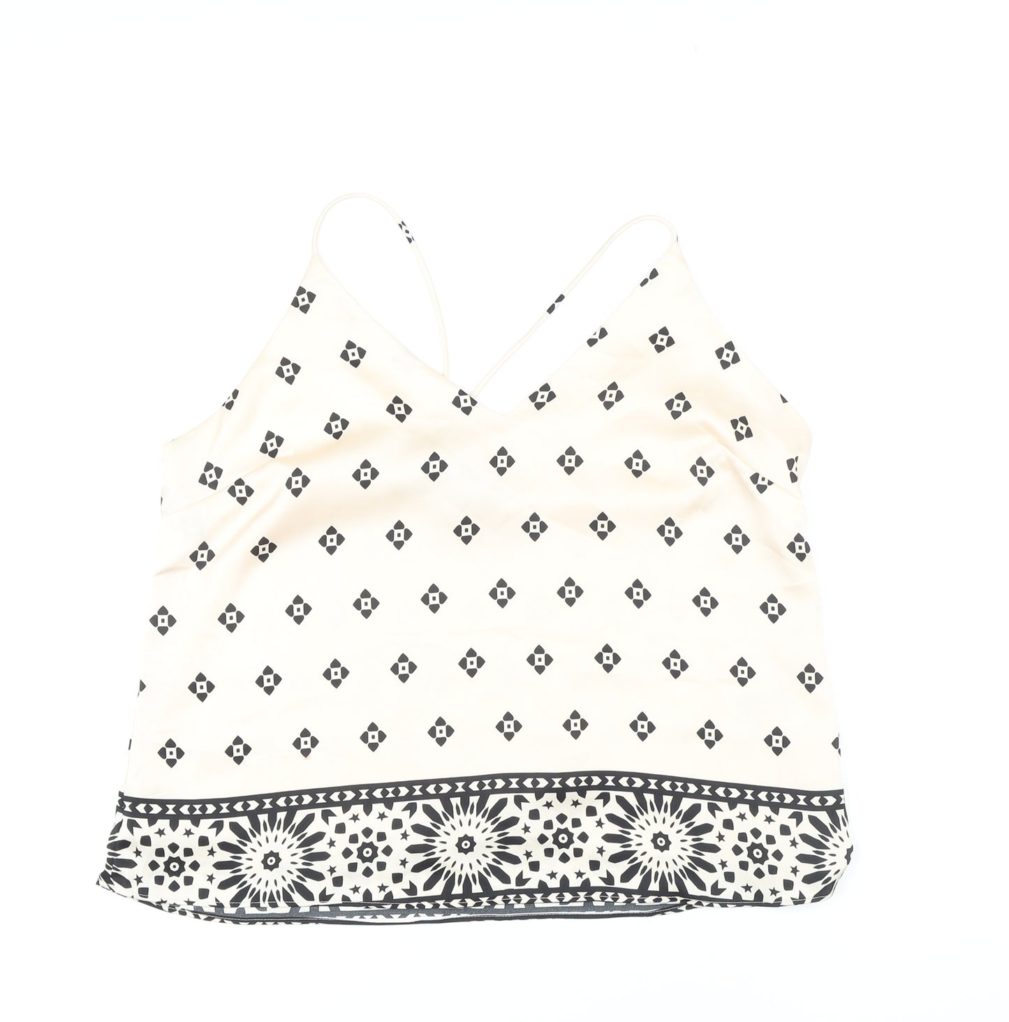 H&M Womens Ivory Polyester Camisole Button-Up Size M V-Neck