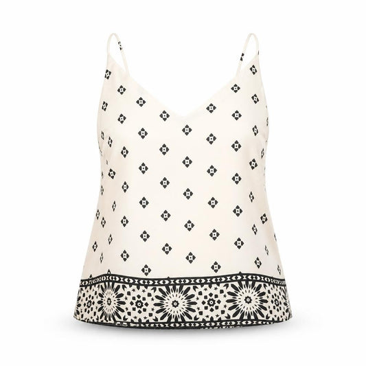 Front view of H&M women’s ivory polyester camisole button-up, size M, v-neck