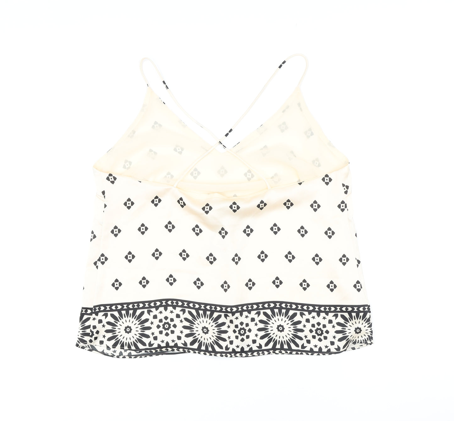 H&M Womens Ivory Polyester Camisole Button-Up Size M V-Neck