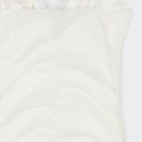 Divided by H&M Womens White Polyester A-Line Size L V-Neck