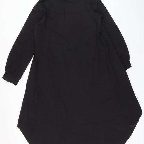Nasty Gal Womens Black Polyester Basic Button-Up One Size Collared - High Low