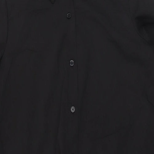 Nasty Gal Womens Black Polyester Basic Button-Up One Size Collared - High Low