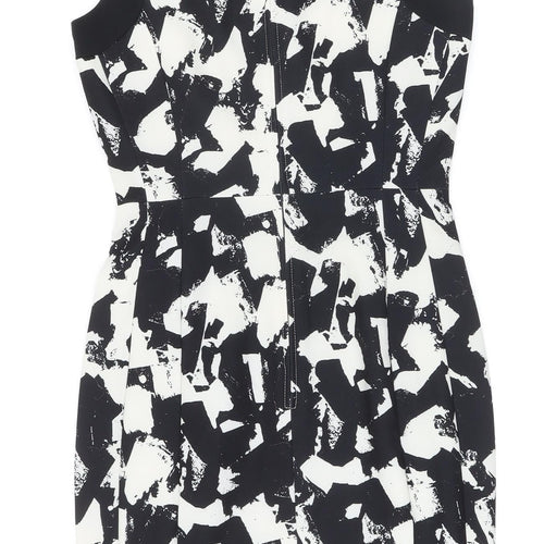 H&M Womens Ivory Polyester Pencil Dress Size 6 Round Neck Zip