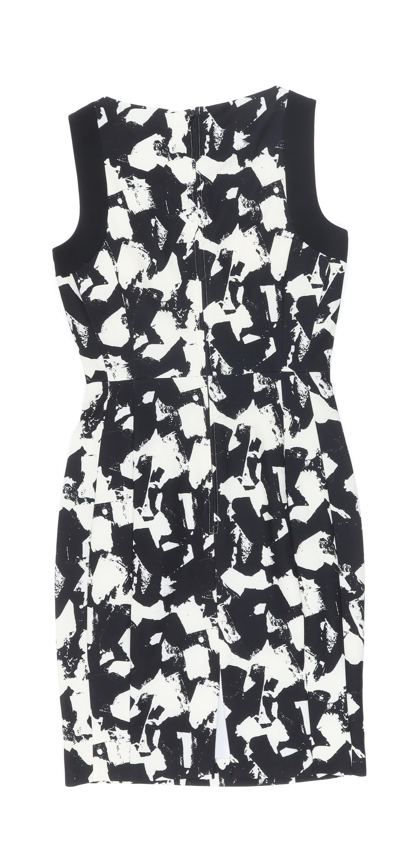 H&M Womens Ivory Polyester Pencil Dress Size 6 Round Neck Zip