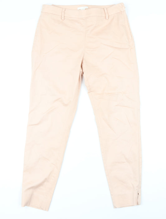 H&M Womens Pink Cotton Trousers Size 10 L29 in Regular Zip