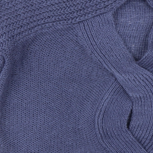 Dorothy Perkins Womens Blue Crew Neck Acrylic Pullover Jumper Size 16 - Knot detail Back