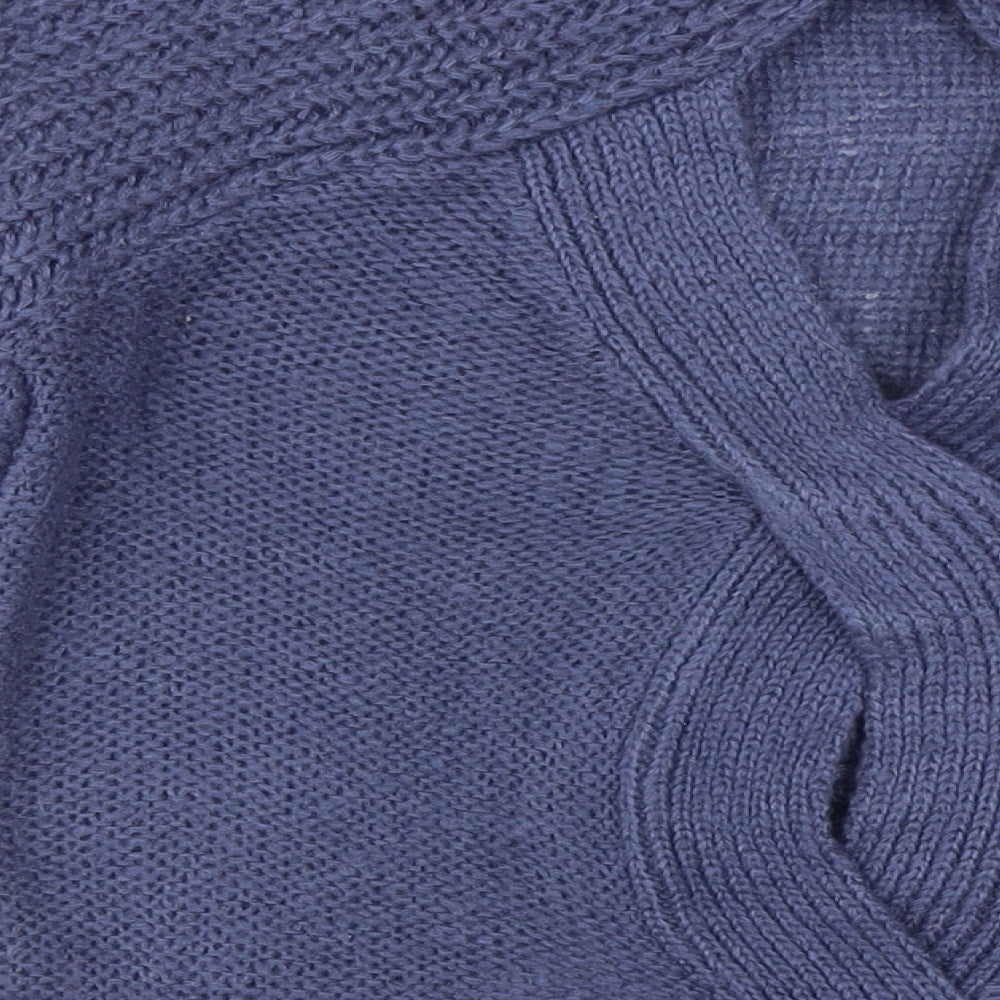 Dorothy Perkins Womens Blue Crew Neck Acrylic Pullover Jumper Size 16 - Knot detail Back