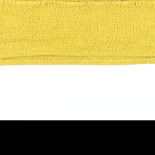 Boohoo Womens Yellow Cotton Cropped Button-Up Size 14 Square Neck - Smocked detail