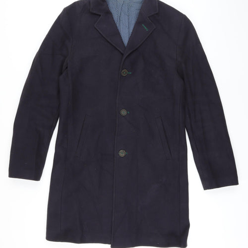 EL GANSO Mens Blue Overcoat Coat Size M Button