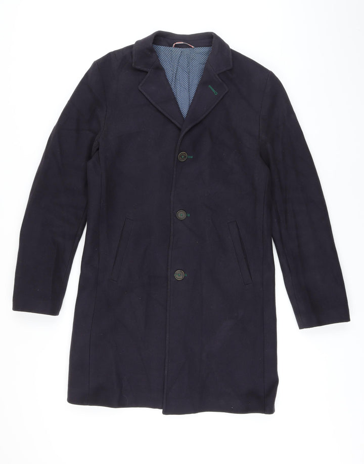 EL GANSO Mens Blue Overcoat Coat Size M Button