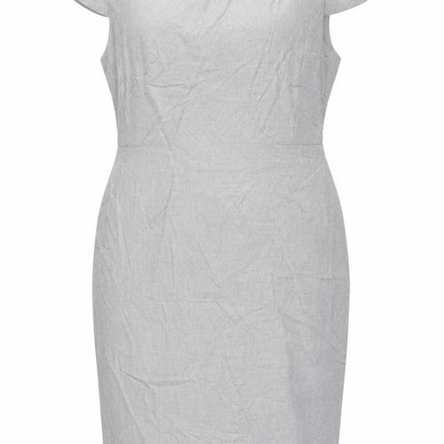 Marks and Spencer Womens Grey Polyester Pencil Dress Size 16 Round Neck Zip