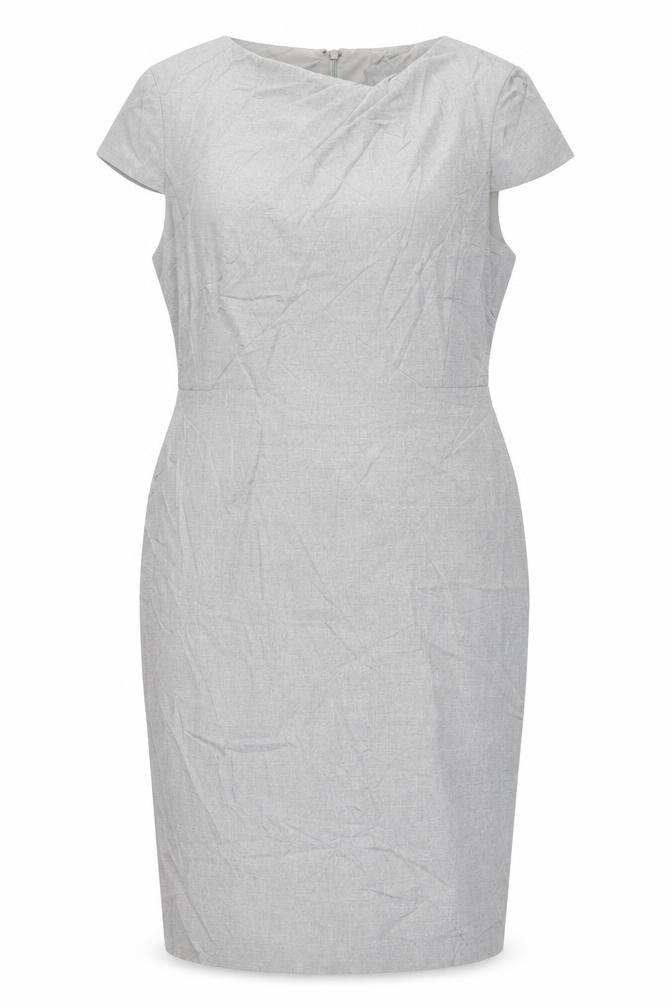 Marks and Spencer Womens Grey Polyester Pencil Dress Size 16 Round Neck Zip
