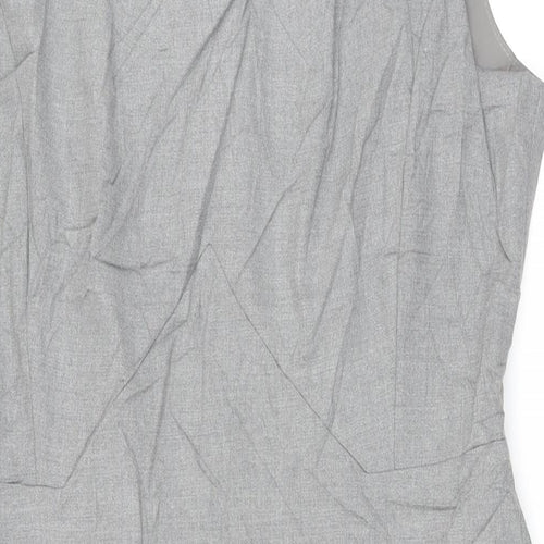 Marks and Spencer Womens Grey Polyester Pencil Dress Size 16 Round Neck Zip