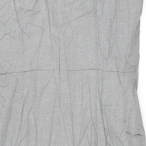 Marks and Spencer Womens Grey Polyester Pencil Dress Size 16 Round Neck Zip