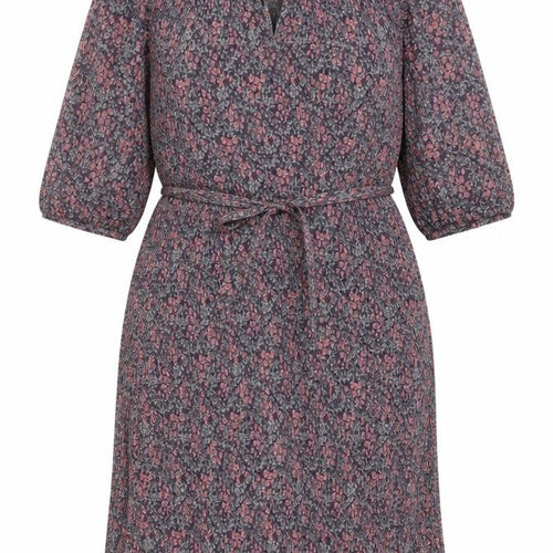 Beskestex Womens Multicoloured Floral Polyester A-Line Size 12 Round Neck Tie - Pleated front