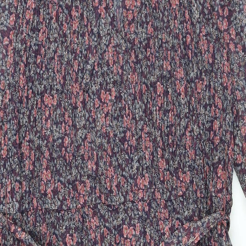 Beskestex Womens Multicoloured Floral Polyester A-Line Size 12 Round Neck Tie - Pleated front