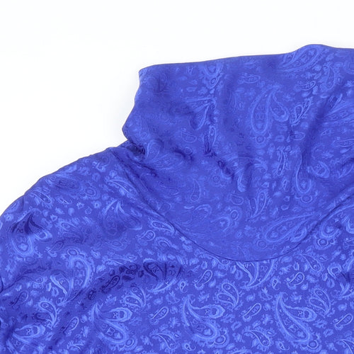 St Michael Womens Blue Polyester Basic Button-Up Size 10 Cowl Neck