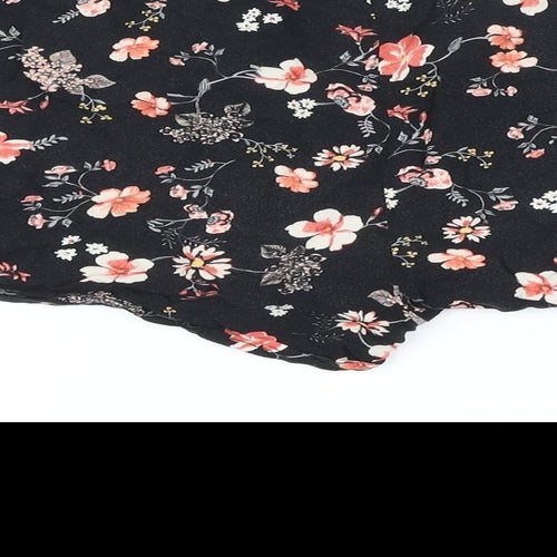 Stradivarius Womens Black Floral Viscose Basic Shorts Size M Regular